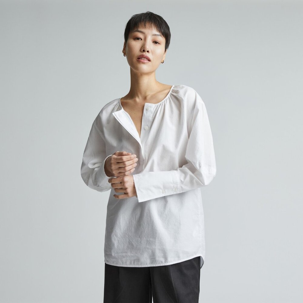 NWOT Everlane The Silky Cotton Balloon Sleeve Top White - Size 6